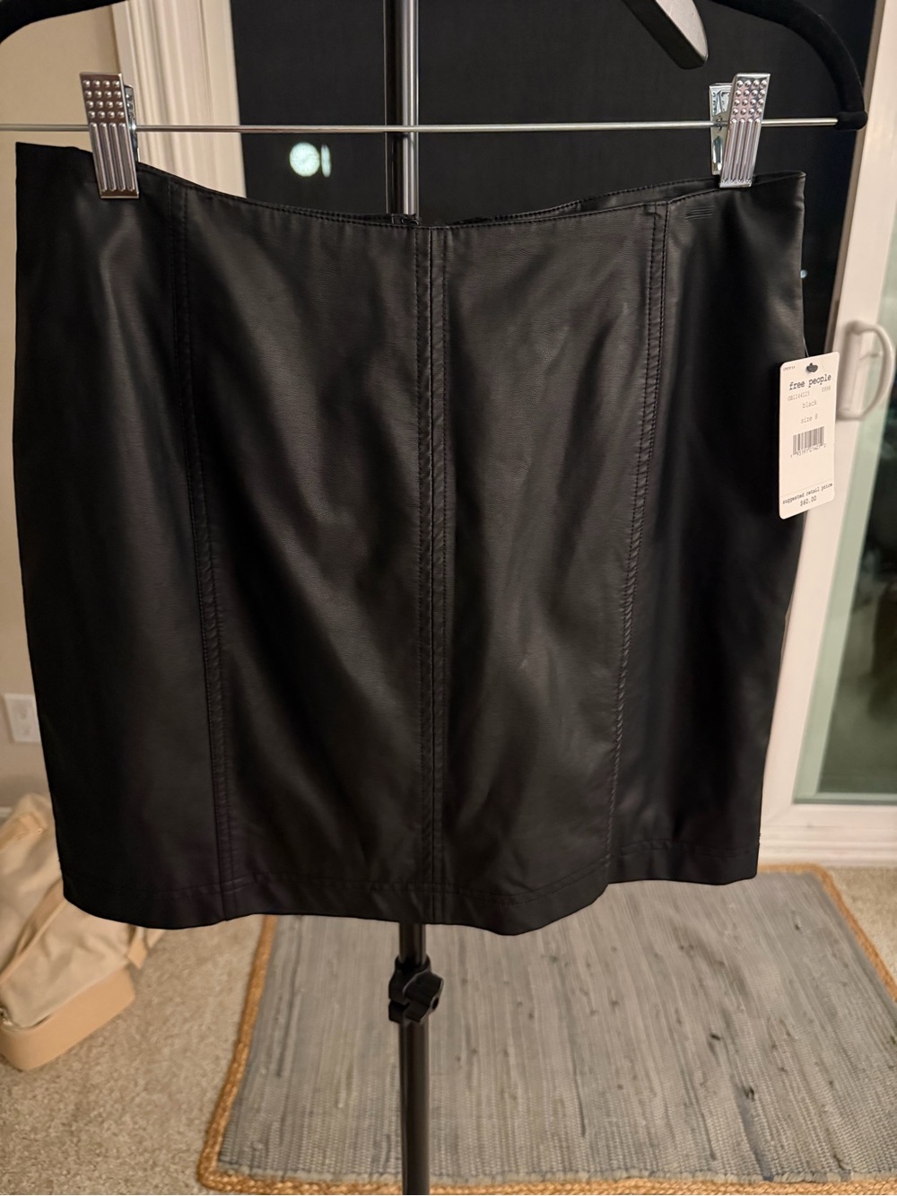 Free People Black Faux Leather Paneled Mini Skirt